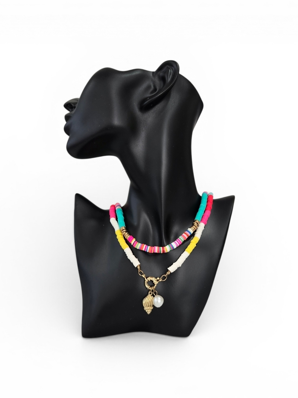Fashion Jewelry Pink Teal Yellow White Multicolor Beaded Charm Necklace
